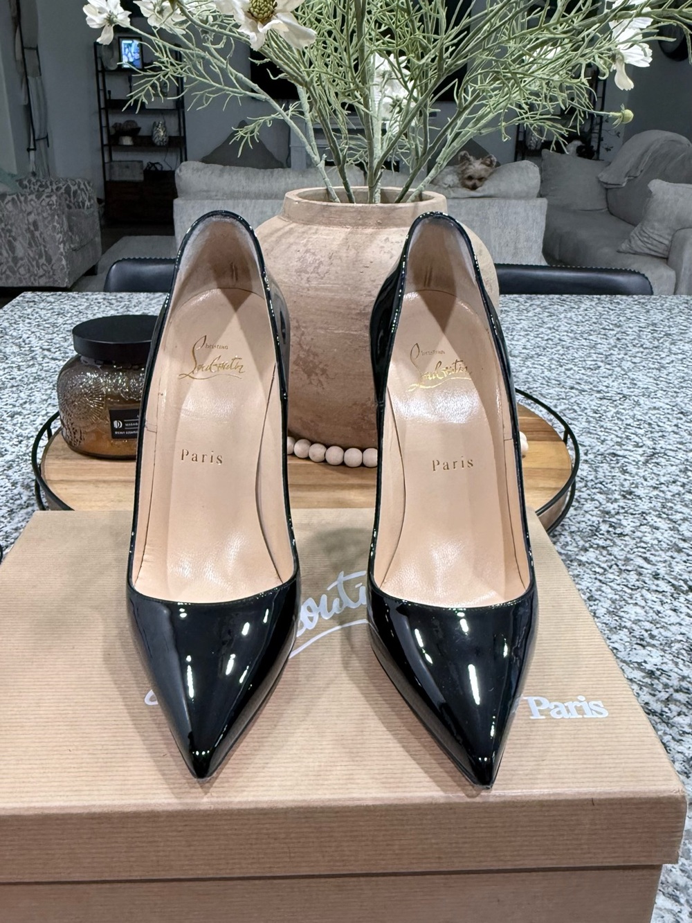 Christian Louboutin Black Kate Patent Pointed-Toe Stiletto Pumps